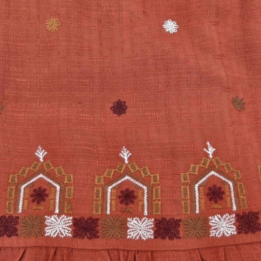 Nurture Tiered Maxi Skirt Womens Size 3X Orange Red Embroidered Boho Peasant - Picture 10 of 10